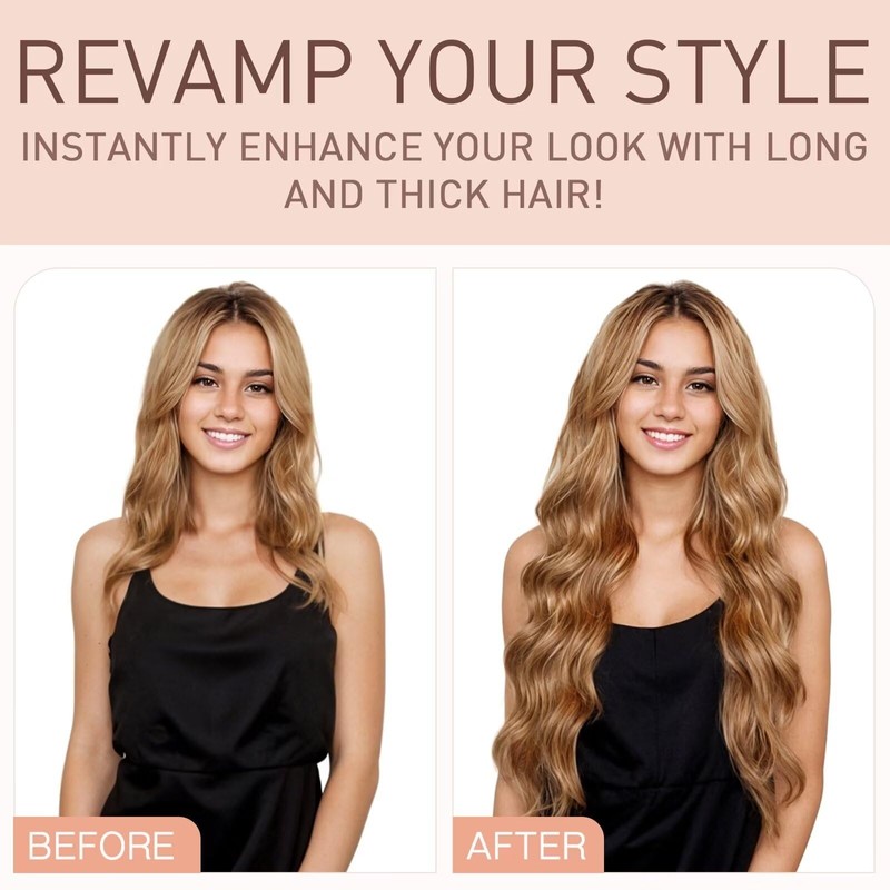 Silk-co Hairpiece Extensions Clip in Hair Extension Long Curly Wavy