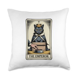The Emperor Cat Tarot Card Cat In Box Lover Funny Cat Throw Pillow