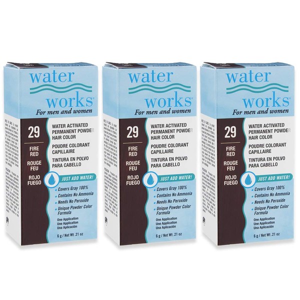 Water Works Powder Hair Color, Permanent, 3 packs (Fire Red)
