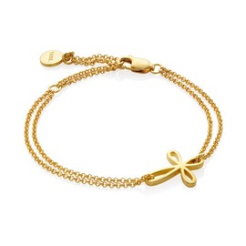 Molly Brown London 18ct Gold Plated Sterling Silver Signature Cherish Communion Cross Bracelet. Ideal for Christening, Holy Communion Gifts for Girls, Flower Girl and Bridesmaids Gifts