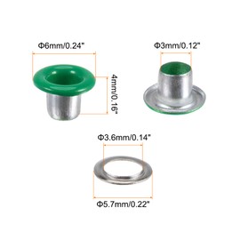 QUARKZMAN 300 Pieces Metal Grommets 3mm 1/8" Hole Tiny Grommets with Washers for Shoes Clothes Belt Pendant Bag Fabric Leather DIY Project Green