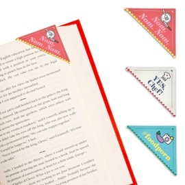 Knock Knock Cookbook Lovers Bookmark Corners, Set of 3 Unique Cardstock Bookmarks