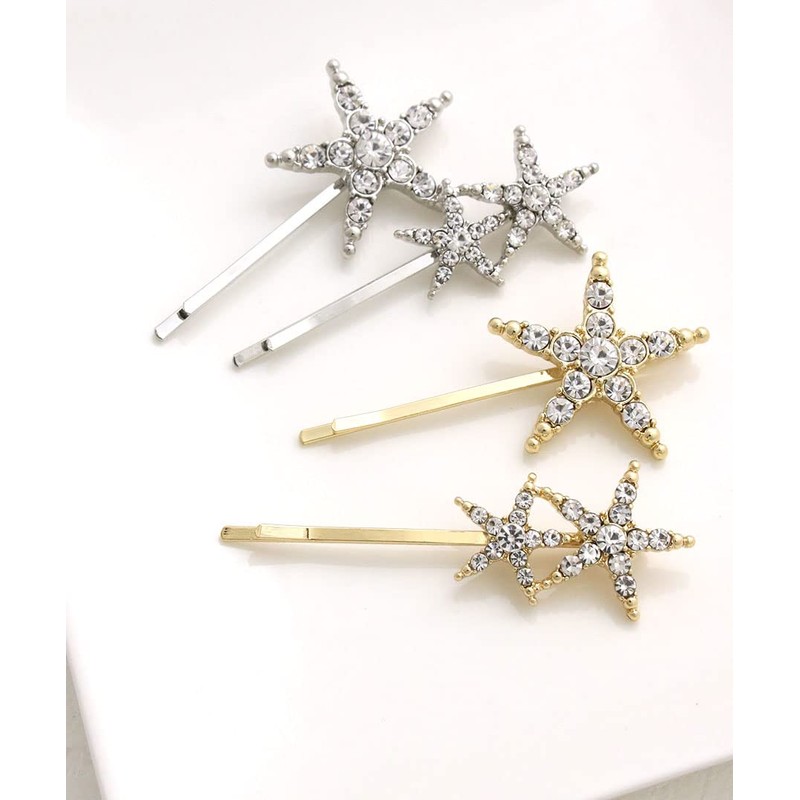 VingTAINE H7532-S Bijou Star Hair Pin, Set of 2, Star,