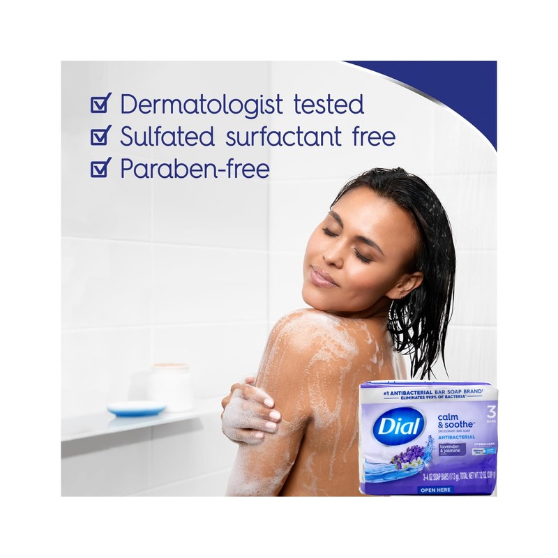 Dial Lavender and Jasmine Bar Soap, 3 Count, (Pack of