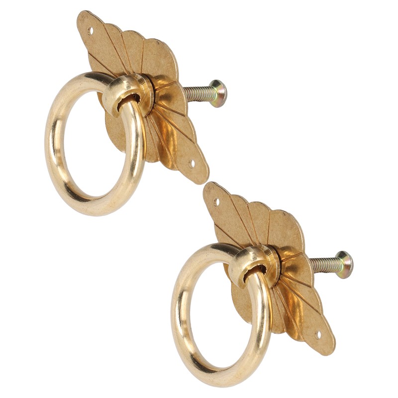 2 Pcs Antique Drawer Pulls Brass Chinese Antique Vintage Drawer