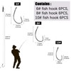 GZLCEU Pack of 18 6#/8#/10# Stainless Steel Fishing Hooks Carp