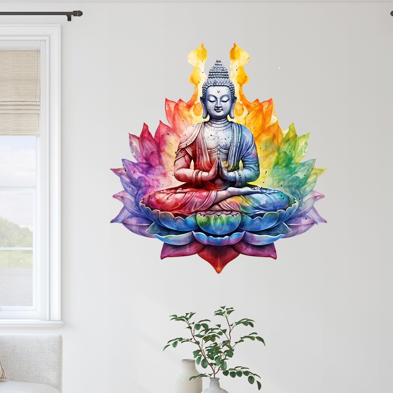 GRAZDesign Wall Tattoo Buddha Colourful Wall Sticker for Bedroom, Kitchen