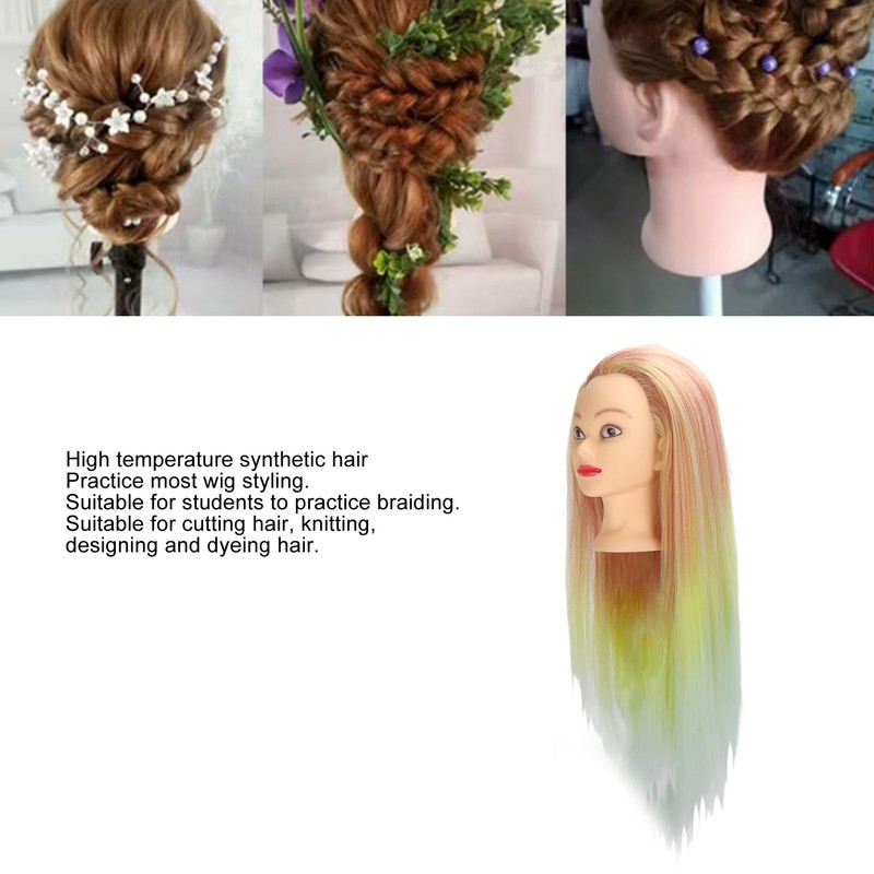 Hairdressing Mannequin Head Synthetic Braiding Hair Hairdresser Head Gradient Orange