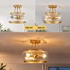 MERCASA Modern Gold Semi Flush Mount Ceiling Light,3-Lights Gold Glass