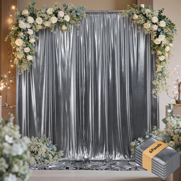 30ftx10ft Black Silver Glitter Sequin Backdrop Curtain for Parties, Wrinkle