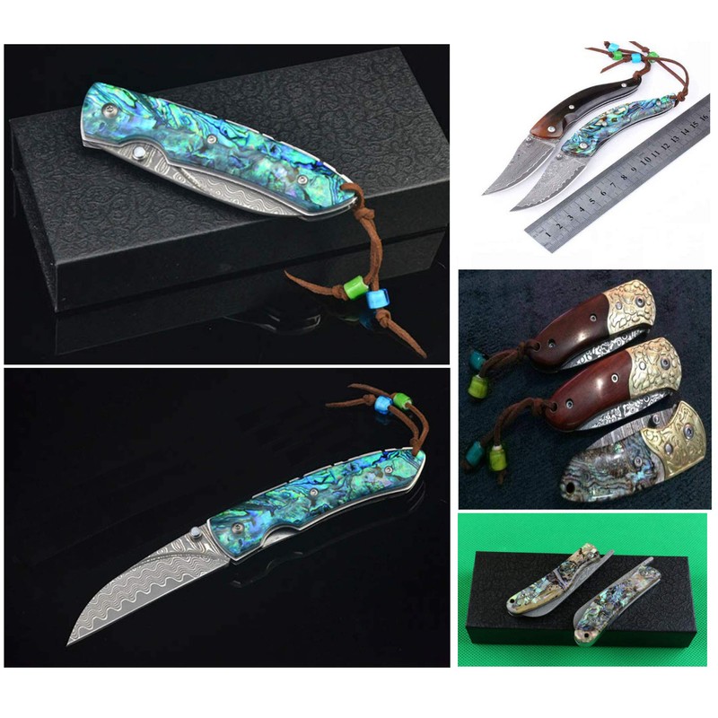 AOHOCA 2pcs Nature Bobbe Abalone Shell Pattern with Acrylic Scale