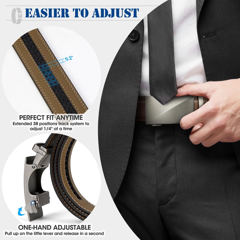 IGOLUMON Men's 2 Piece Leather Belt Men's Automatic Belt Work