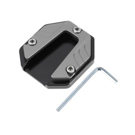 INFINAUTO Motorcycle Kickstand Pad, Motorcycle Kick Stand with Wrench Aluminum Alloy Titanium Tone, 1 Set