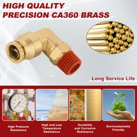 Boeray 3/8" Quick Push to Connect Fittings Brass 90 Degree Union Swivel Elbow Joint DOT Approved 3/8" Tube OD x 1/4" NPT Thread Air Brake Line Adapter Air Suspension Kit for Car Truck Trailers 5pcs