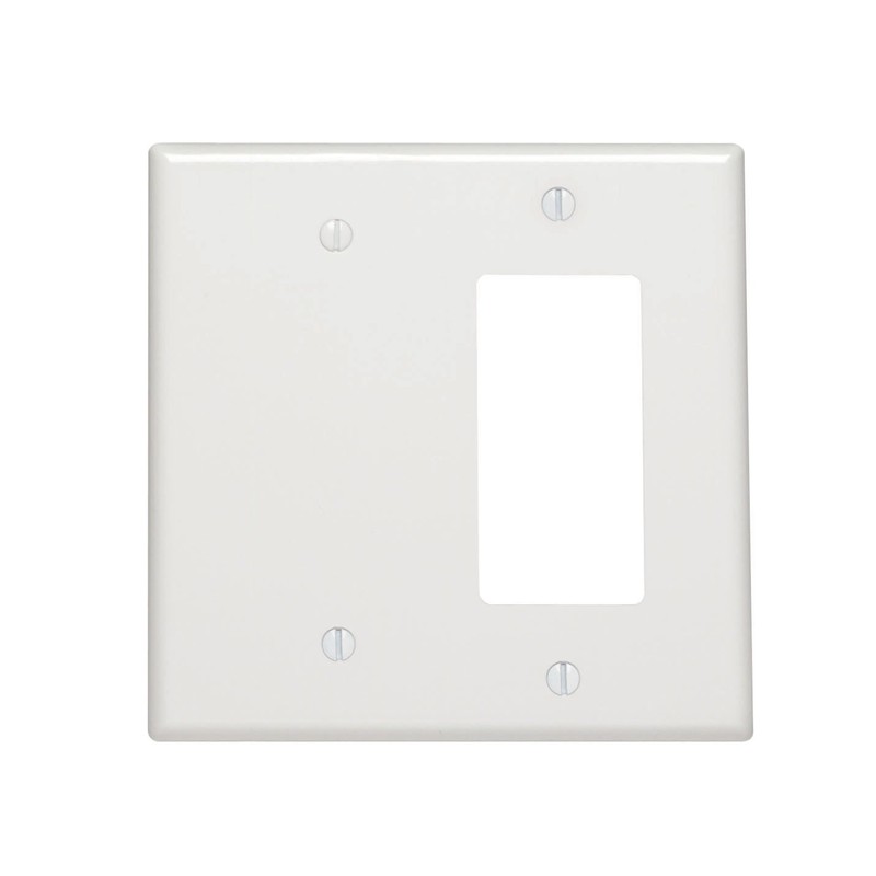 Leviton 2-Gang 1-Blank 1-Decora/GFCI Combination, Midway Size, Thermoset, 80608-W, White