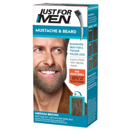 Just For Men Brush-In Color Gel Mustache & Beard Medium Brown # M-35, for Men, for Men, 3 Pc Kit Gel