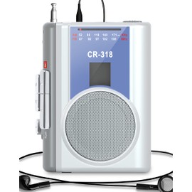 Gracioso Protable Cassette Recorder Player: AM FM Compact Cassette Tape Player with Big Speaker & Earphone Jack, Build in Microphone,Microcassette Player Powered by DC or AA Battery