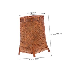 Angoily Bamboo Pen Holder Elegant Makeup Brush Organizer and Pencil Container Wicker Utensil Holder for Desktop Stationery for Home Office and School Use