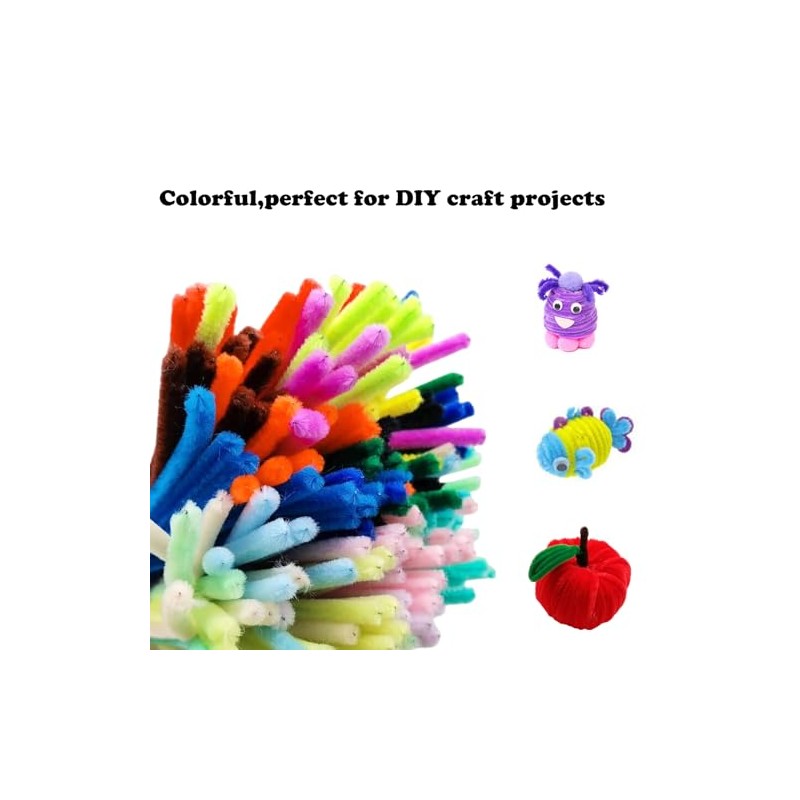 Swpohrat 100 Pieces Light Blue Pipe Cleaner Craft Set,Thick Fuzzy