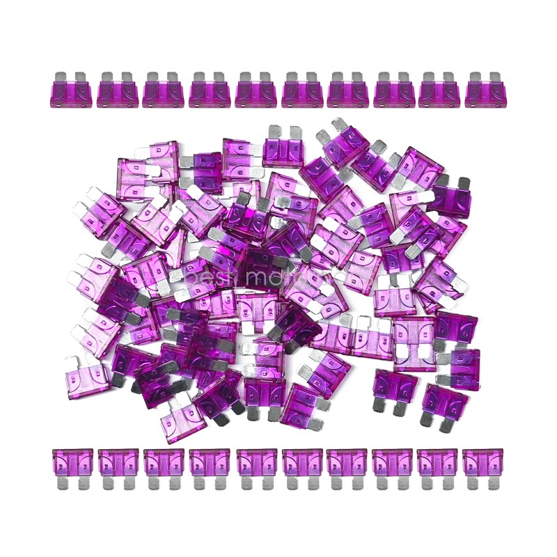 Tomauto 100 Pack 3 AMP ATC/ATO STANDARD Regular FUSE BLADE