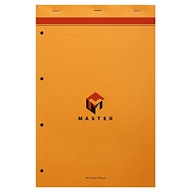 Clairefontaine Calligraphe Master 10774C Notepad / Notepad Stapled at the Head 4 Hole Punched A4+ 21 x 31.8 cm 40 Sheets Squared 80 g Ideal for Meetings and Quick Notes Orange Pack of 1