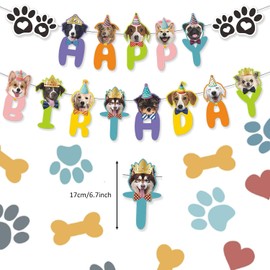 Dog Happy Birthday Banner and Sign - Birthday Party Decorations for Kids, Pets, and Baby Shower - Theme Party Supplies