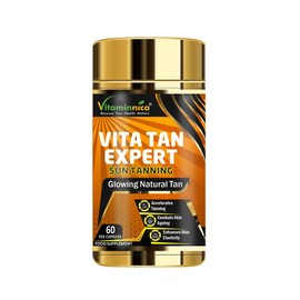 Vitaminnica Vita Tan Expert- Tanning Accelerator Capsules- Natural Sun Protector - 60 Vegan Capsules - Natural Beta Carotene with Carrot Powder, L-Tyrosine, Copper
