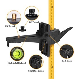 Takamine Ft./3.7m Telescoping Pole with Adjustable Laser Level Tripod, 1/4-Inch by 20-Inch Laser Pole Mount for Rotating Laser Levels Includes 5/8"-11 Adapter Nut
