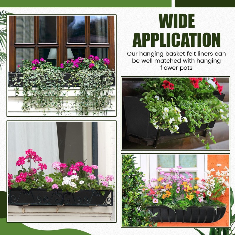 HunnmingRe 6 Pack 24 Inch Fabric Plant Window Box Liners