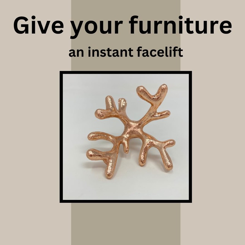 Coral Metal Knob Drawer Pull in Gold Bronze Copper Silver