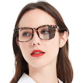 MARE AZZURO Photochromic Reading Glasses 1.0 Women Blue Light Blocking Readers Sunglasses 1.00 1.50 2.00 2.50 3.00 3.50 4.0 (Leopard, 1.0)
