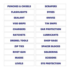 Toolbox Organizational Magnetic Labels Supplemental Set by DCM Solutions (Blue Inverted, 0.75" H x 4.5" W)