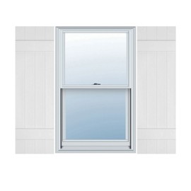 Builders Edge 14 in. W x 52 in. H, Custom Four Board Joined (2 Batten), Board-n-Batten Shutters, Includes Matching Installation Spikes (Per Pair), 001 - White