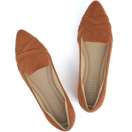 MUSSHOE Womens Flats Comfortable Dressy Flats for Women Pointed Toe Flats Dressy Womens Ballet Flats for Women Tan 9.5