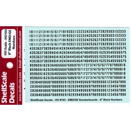ShellScale Decals HO103 8 Inch HO Scale EMD Style Number Board Decals - ShellScale Decals