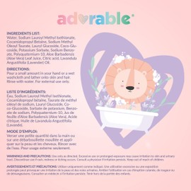 Adorable – Gentle Wash Head to Toe for Kids with Calming Lavender – 98% Natural Ingredients - 250 ml