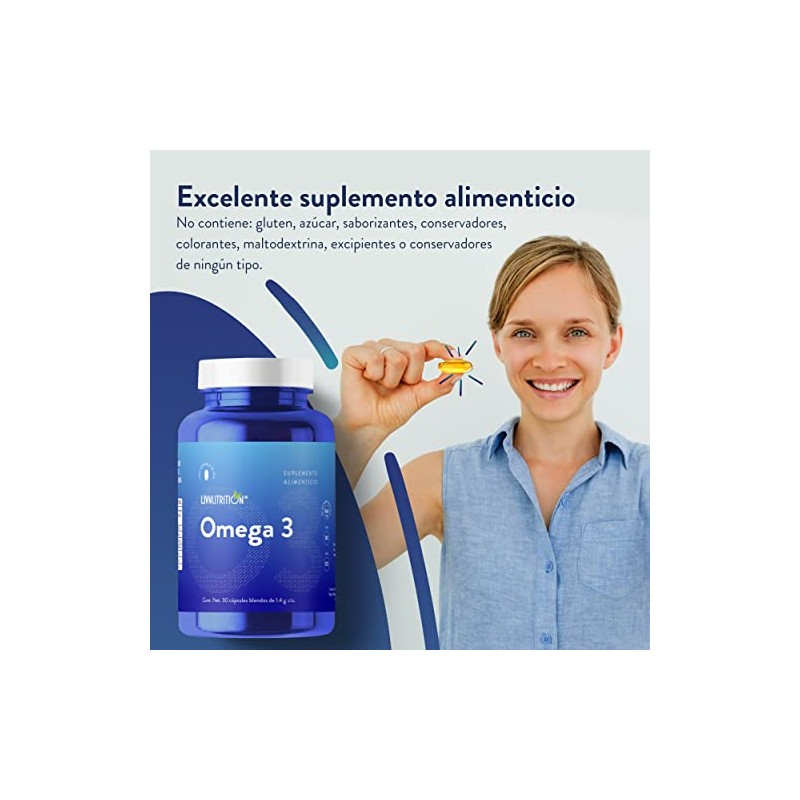 Liv Nutrition Omega Aceite Pescado Cápsulas Veganas Gluten Epa Dha