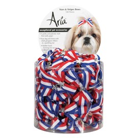 Aria Stars and Stripes Bows for Dogs, 100-Piece Canisters