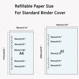 TopHomer A5 6 Holes Binder Cover Glitter Quicksand Soft PVC Planner Protection with Press Stud Waterproof Loose Leaf Folder School Office Supplies