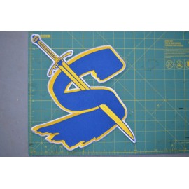 Cincinnati SWORDS Yellow / Blue School Rec Hockey Throwback Jersey Jacket Patch