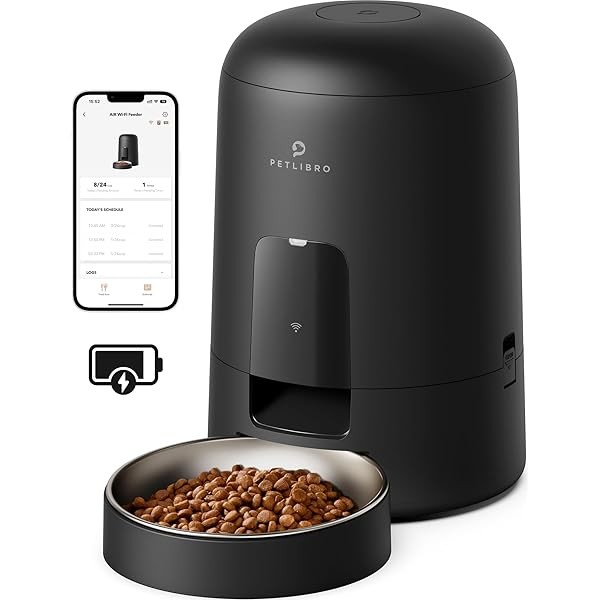 PETLIBRO Automatic Cat Feeder, Wi-Fi Rechargeable Cats Food Dispenser Battery-Operated