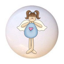Angel Design #002 from Angel Antics I Kids Collection - DECORATIVE Glossy CERAMIC Cupboard Cabinet PULLS Dresser Drawer KNOBS