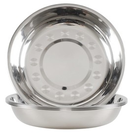 Uumitty Set of 4 Stainless Steel Round Dinner Plates, 20 cm Kitchen Dinner Plates