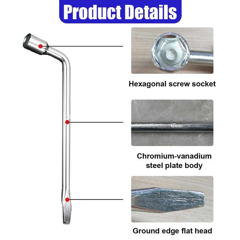 UHANBUT 17mm Car Spare Tire Lug Wrench, L Type Automotive
