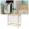 Bamboo Laundry Basket Laundry Hamper with 2 Removable Sliding Bags