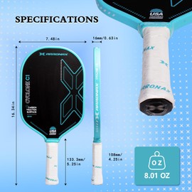 Link Knife Pickleball Paddles, Raw Carbon Fiber Pickleball Paddle with 16mm Power Polymer Core, Pickleball Rackets Thermoformed One-Piece Designed for Power & Control., Blue