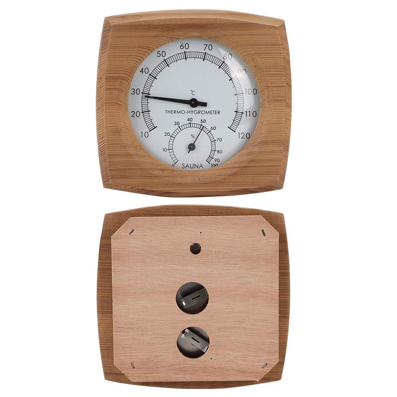 Haosie Sauna Thermometer Hygrometer, 10°C-120°C Cedar Wood Sauna Accessories, 2-in-1