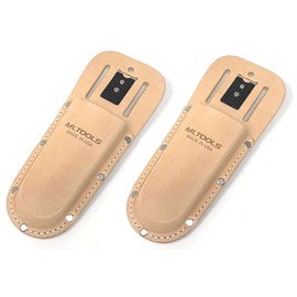 MLTOOLS Leather Holster for Pruning Shears | Made in USA | 100% Fine Grain Leather | Gardening Equipment Case with Steel Metal Clip | Nifty Pouch for Hand Pruners | Wide Belt Slits P8235 (2 Pack)
