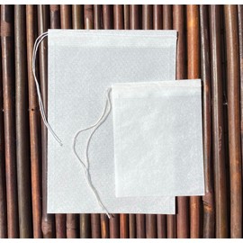 Empty SELF Fill Teabags, White Paper, COMPOSTABLE, Large Size, Drawstring, 9x13cm, 50