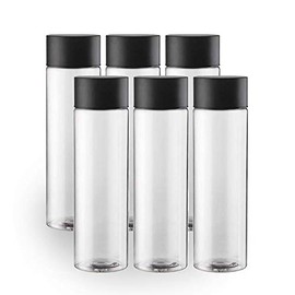 6-Pack Bulk Empty Plastic Juice Or Water Bottles with Caps Reusable 400ml Durable Smoothie [Bottle]s with Black Lids Great Calming great for [Sensory] Crafts